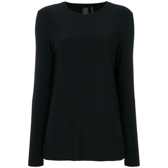 NORMA KAMALI • Long Sleeve Crew Top in Black - Picture 2 of 12